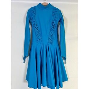 Ballroom Latin Dance Competition Dress for Pre-Teen girls Blue Size 8-10